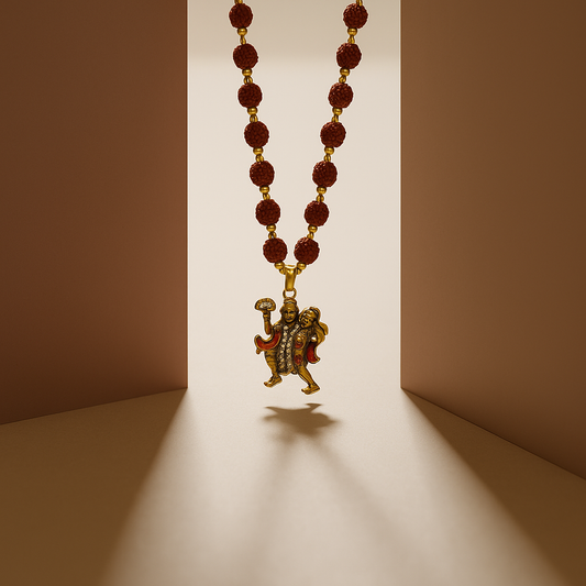 Sankat Mochan Gold-Plated Rudraksha Mala