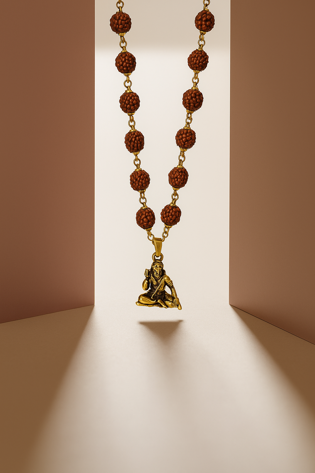 Authentic Rudraksha Mala with Gold-Plated Shivji Pendant