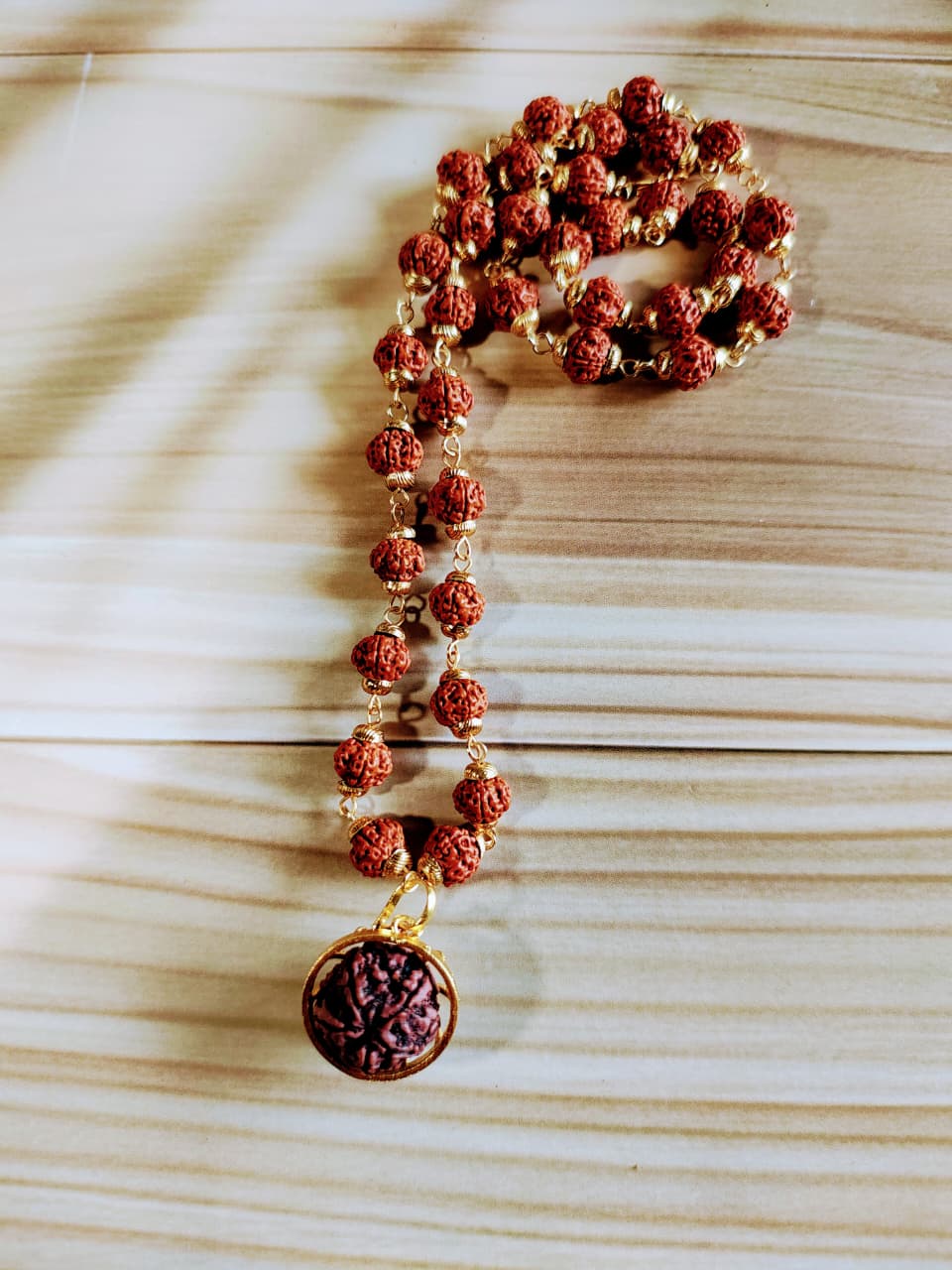 Gold Plated Shree Om Rudraksha Mala